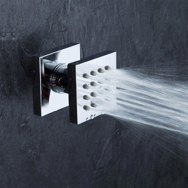 Milan Square Triple Shower Valve, Ceiling Mounted Square Shower Head & 6 Body Jets - Image 5