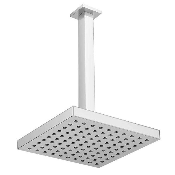 Milan Square Triple Valve with Diverter, Ceiling Mounted Square Shower Head, 4 Body Jets + Slider Chrome - Image 4