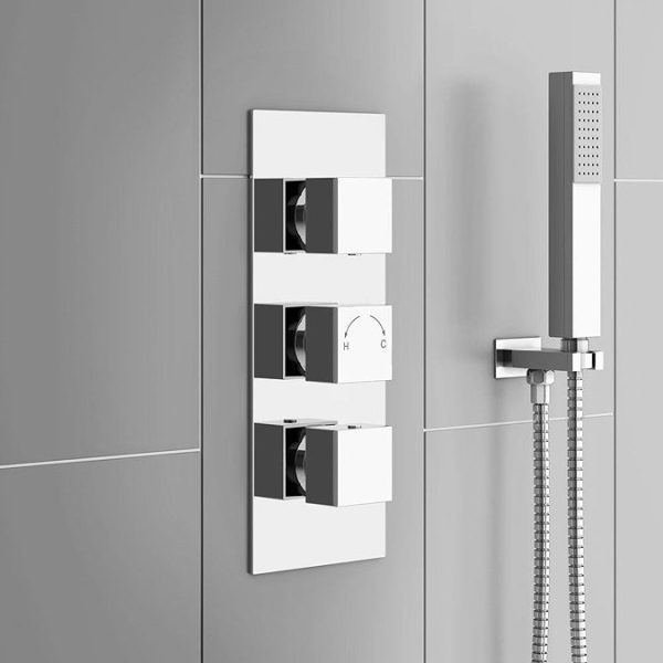 Milan Shower Bath + Concealed 2 Outlet Shower Pack (1700 L Shaped with Screen + Panel) - Image 4
