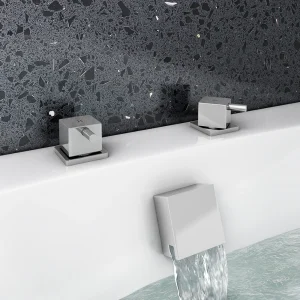 Milan Deck Bath Side Valves with Square Freeflow Bath Filler