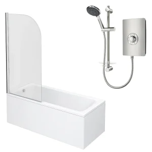 Square Single Ended Shower Bath Pack (incl. Triton Aspirante 9.5kw Electric Shower)