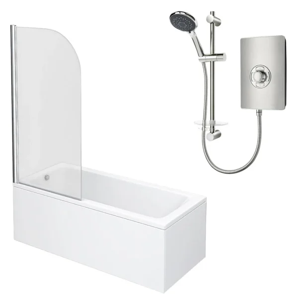 Square Single Ended Shower Bath Pack (incl. Triton Aspirante 9.5kw Electric Shower)