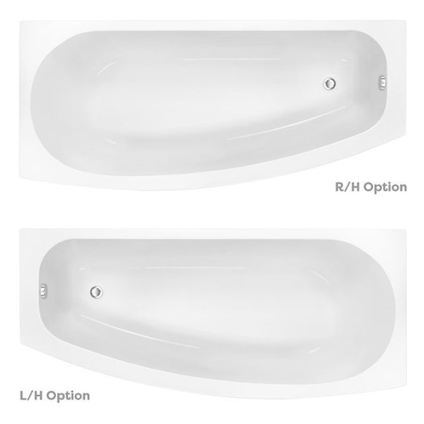 EcoDelux Space Saver 1700 x 700/500 Curved Bath with Front Panel - Image 3