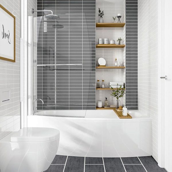 EcoDelux Space Saver 1700 x 700/500 Curved Bath with Front Panel - Image 4