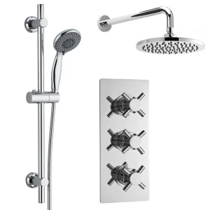 Minimalist Concealed Shower Valve w. Slide Rail Kit & Wall Mounted Fixed Head