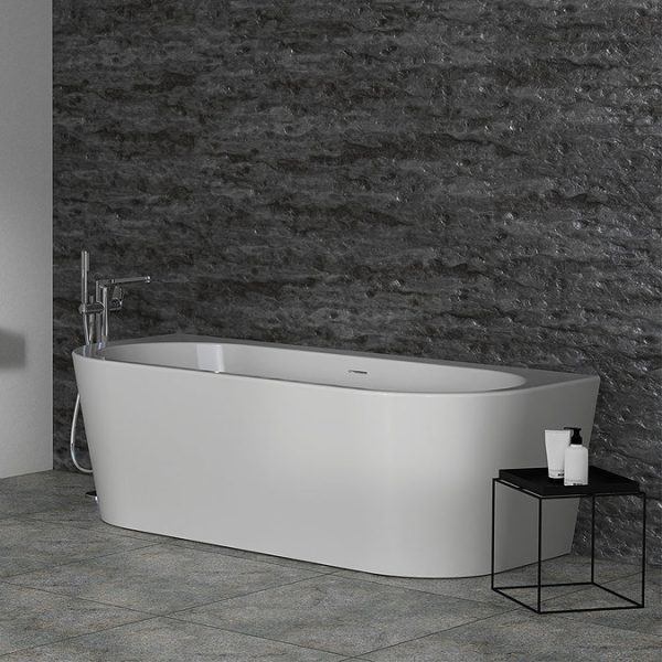 Ideal Standard Adapto 1800 x 800mm D Shape Freestanding Bath with Clicker Waste - Image 5