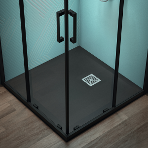 Ideal Standard Jet Black Ultra Flat S+ Square Shower Tray + Waste