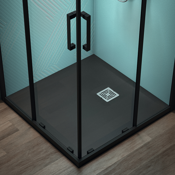 Ideal Standard Jet Black Ultra Flat S+ Square Shower Tray + Waste
