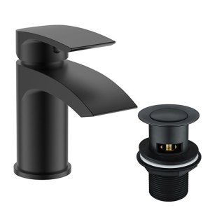 Orchard Derwent Matt Black Mono Basin Mixer with Click Clack Waste