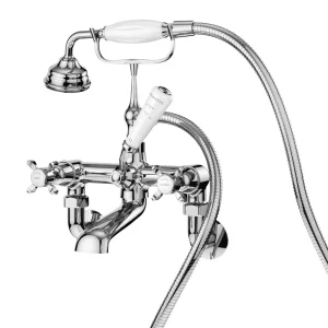 Asquiths Restore Crosshead Wall Mounted Bath Shower Mixer with Shower Kit