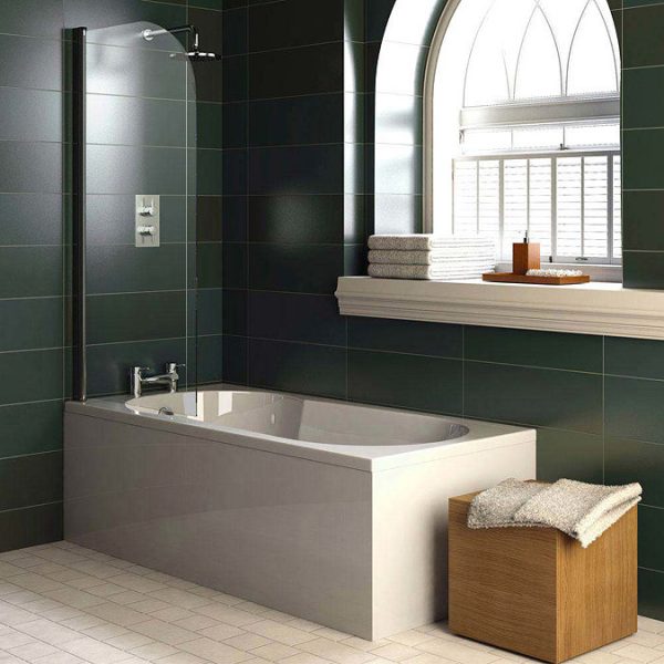 Taranto 1700x800 Textured Anti Slip Base Keyhole Shower Bath - Image 2