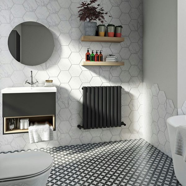The Heating Co. 600 x 600mm Salvador Anthracite Grey Double Horizontal Radiator - Image 3