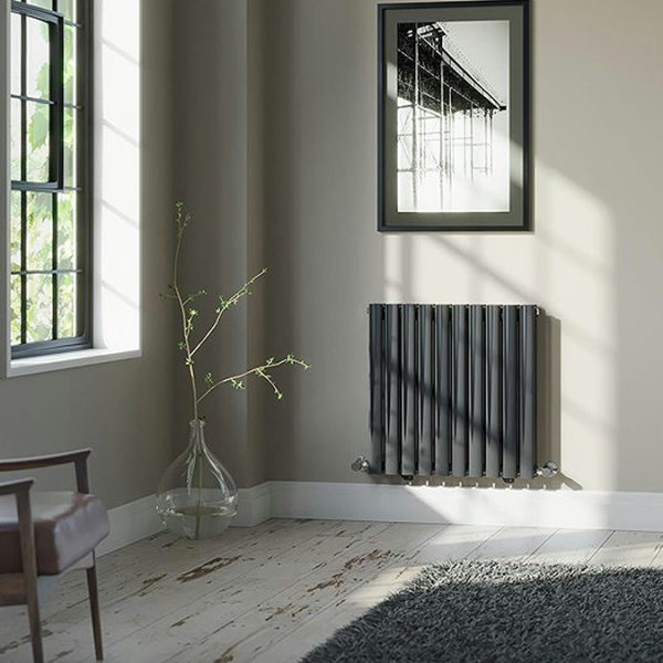 The Heating Co. 600 x 600mm Salvador Anthracite Grey Double Horizontal Radiator - Image 6