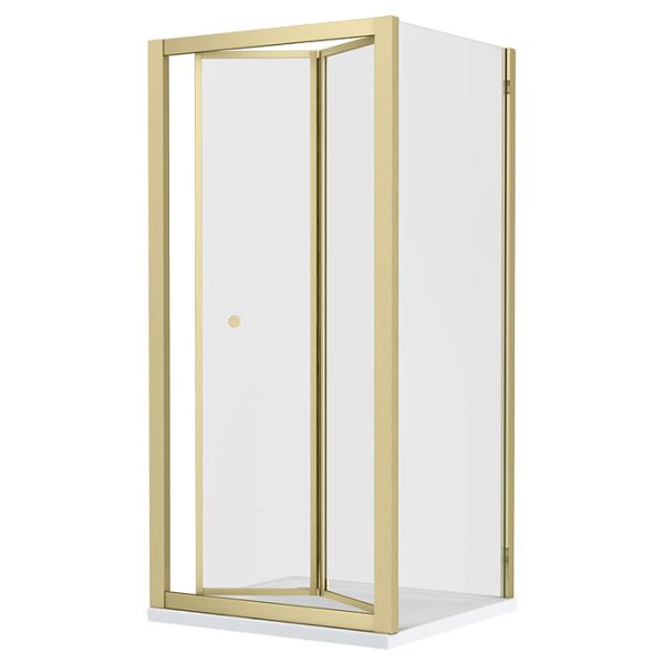 Toreno Brushed Brass 700 x 700mm Bi Fold Door Shower Enclosure without Tray - Image 2