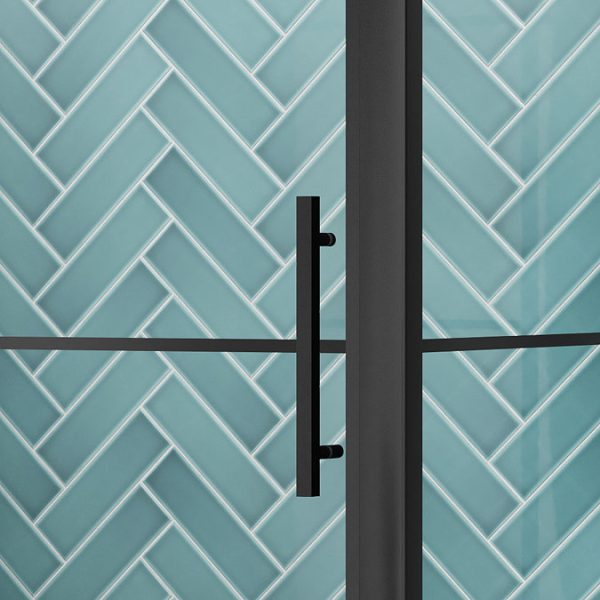 Hudson Reed Matt Black 1400 x 900mm Sliding Door Shower Enclosure + Black Tray - Image 7