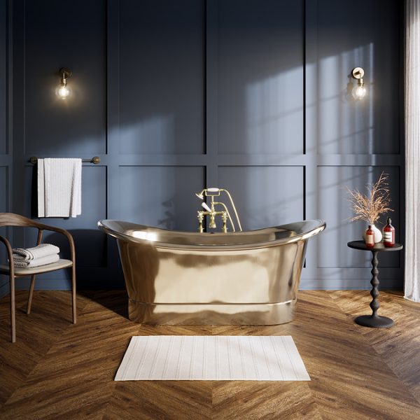 Trafalgar Polished Brass 1700 x 710mm Double Ended Roll Top Slipper Bath - Image 7