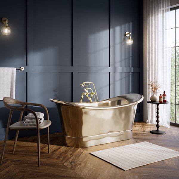 Trafalgar Polished Brass 1700 x 710mm Double Ended Roll Top Slipper Bath - Image 2