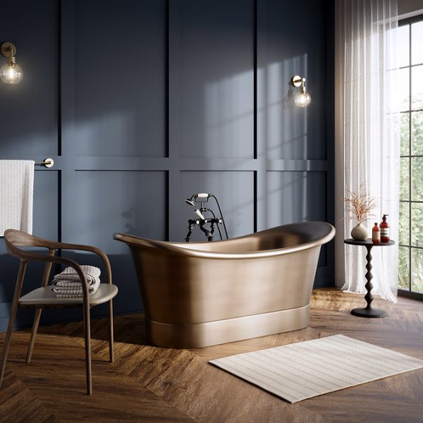 Trafalgar Antique Brass 1700 x 710mm Double Ended Roll Top Slipper Bath - Image 8
