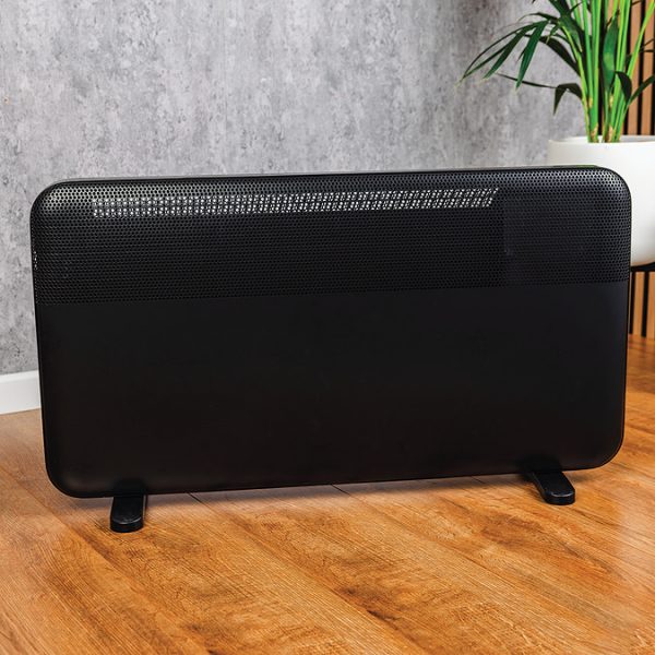TCP 820 x 450mm 2000W Black Aluminum Panel Heater – Portable or Wall Mounted with LED Display - Image 2