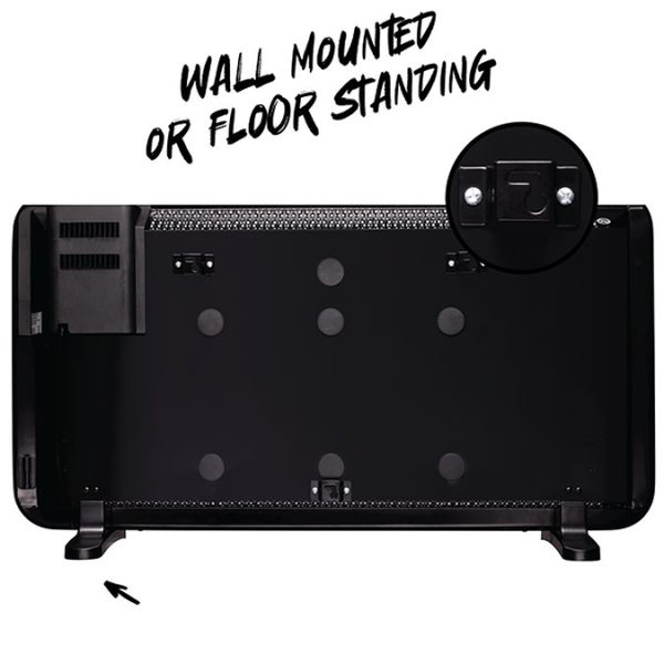 TCP 820 x 450mm 2000W Black Aluminum Panel Heater – Portable or Wall Mounted with LED Display - Image 6