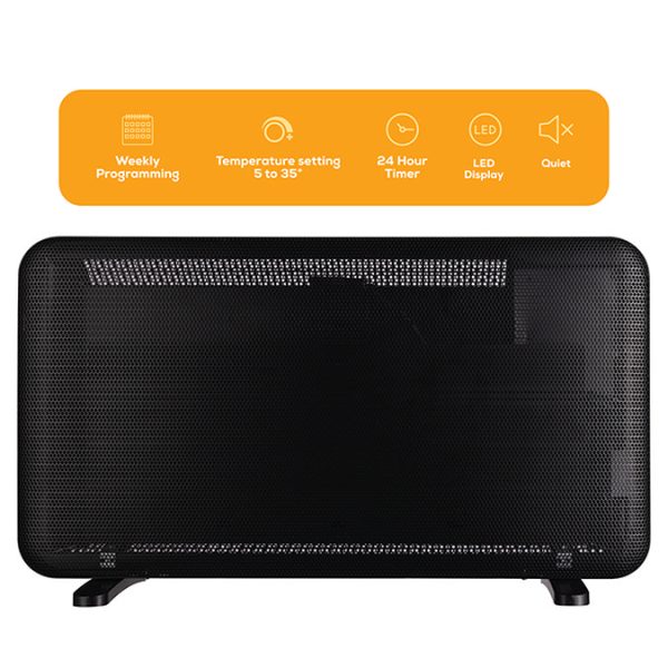 TCP 820 x 450mm 2000W Black Aluminum Panel Heater – Portable or Wall Mounted with LED Display - Image 4