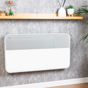 TCP 820 x 450mm 2000W White Aluminum Panel Heater   Portable or Wall Mounted with LED Display