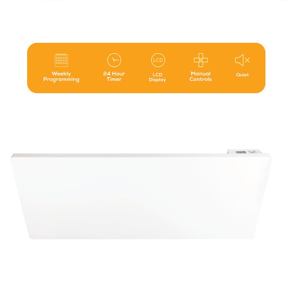 TCP 1040 x 450mm Wall Mounted 2000W Electric White Panel Heater - Image 3