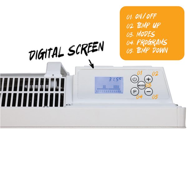 TCP 1040 x 450mm Wall Mounted 2000W Electric White Panel Heater - Image 4
