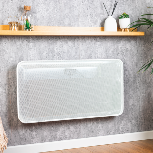 TCP 820 x 450mm 2000W White Aluminum Panel Heater – Portable or Wall Mounted with LED Display