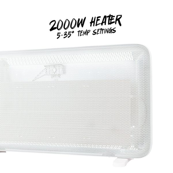 TCP 820 x 450mm 2000W White Aluminum Panel Heater – Portable or Wall Mounted with LED Display - Image 7