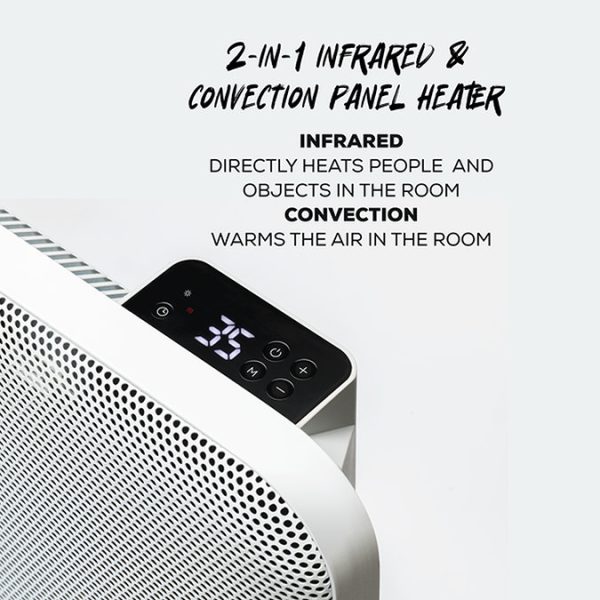 TCP 820 x 450mm 2000W White Aluminum Panel Heater – Portable or Wall Mounted with LED Display - Image 6