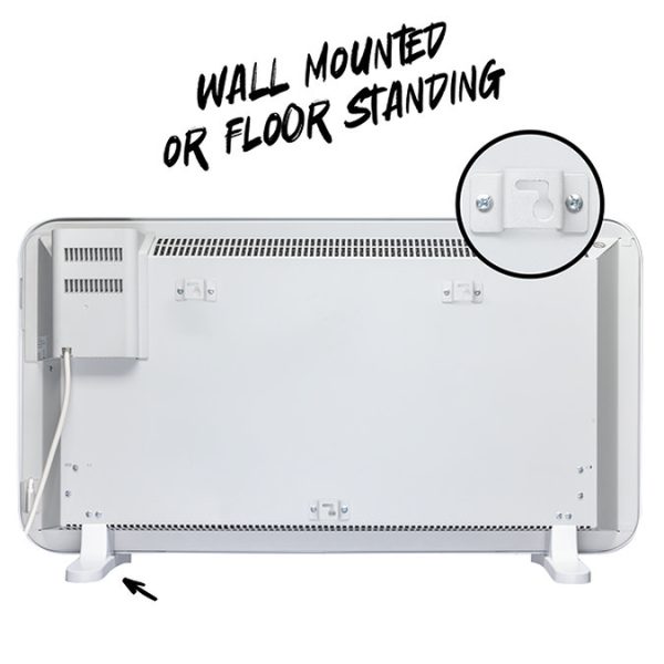 TCP 820 x 450mm 2000W White Aluminum Panel Heater – Portable or Wall Mounted with LED Display - Image 8