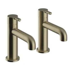 Heritage Dartmouth Basin Pillar Taps   Brushed Brass