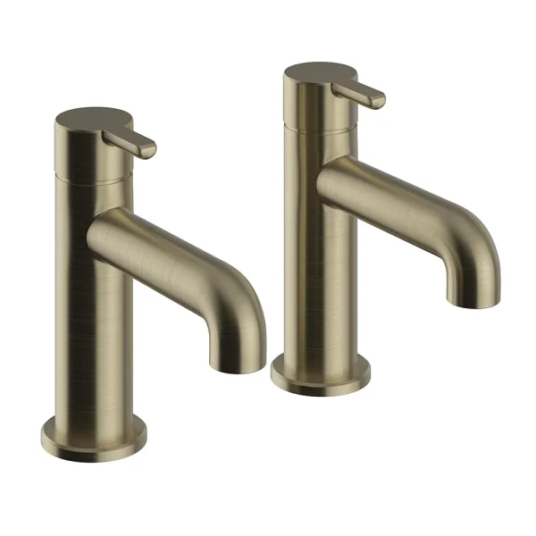 Heritage Dartmouth Basin Pillar Taps   Brushed Brass
