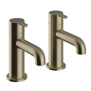 Heritage Dartmouth Bath Pillar Taps   Brushed Brass