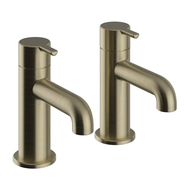 Heritage Dartmouth Bath Pillar Taps   Brushed Brass