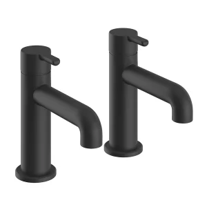 Heritage Dartmouth Basin Pillar Taps   Matt Black