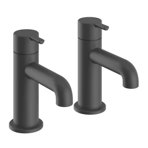 Heritage Dartmouth Bath Pillar Taps   Matt Black
