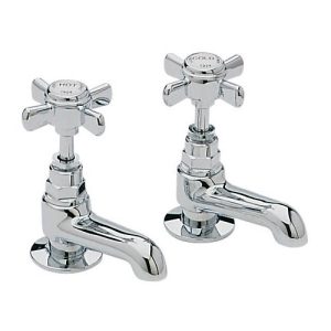 Heritage   Dawlish Short Nose Basin Pillar Taps   Chrome