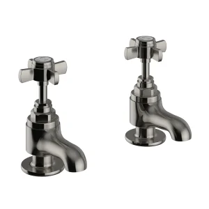 Heritage Dawlish Basin Pillar Taps   Brushed Nickel