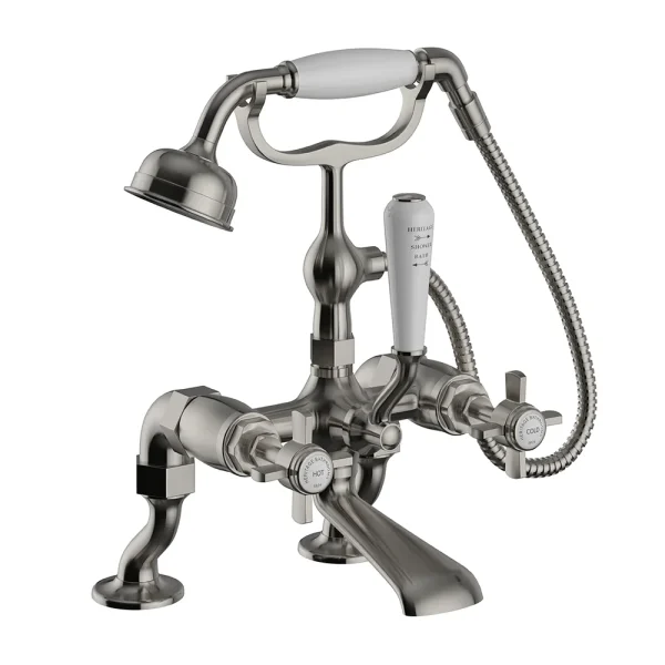 Heritage Dawlish Bath Shower Mixer Tap   Brushed Nickel