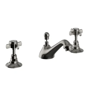 Heritage Dawlish 3 Hole Basin Mixer with Pop up Waste   Brushed Nickel   TDCN06