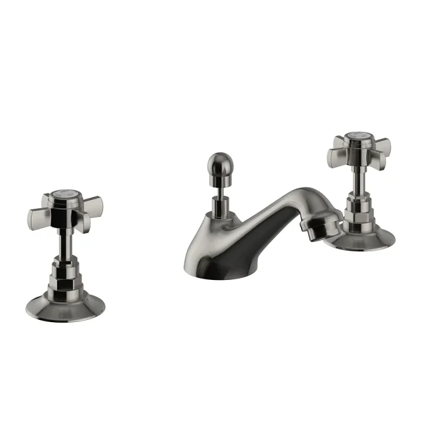 Heritage Dawlish 3 Hole Basin Mixer with Pop up Waste   Brushed Nickel   TDCN06