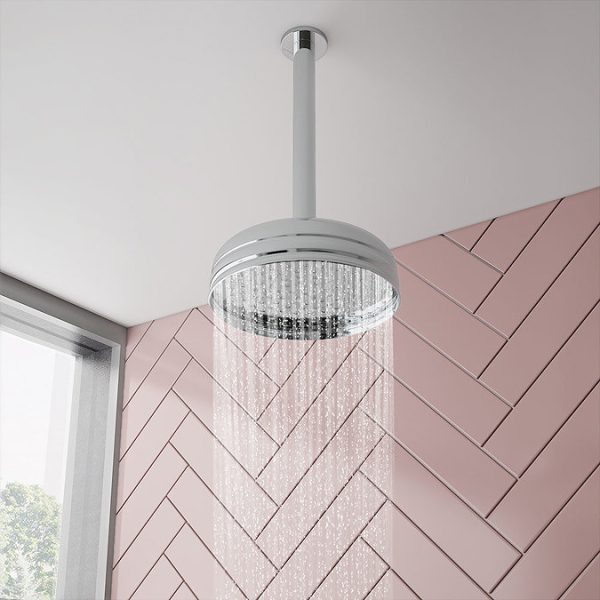 Lancaster Traditional Dual Concealed Thermostatic Shower Valve + Ceiling Mounted 8" Rose - Image 2