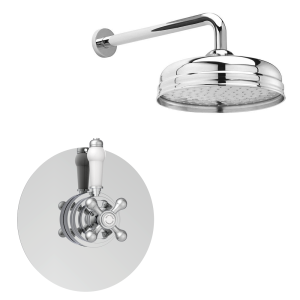 Lancaster Traditional Dual Concealed Thermostatic Shower Valve with Wall Mounted 8" Rose