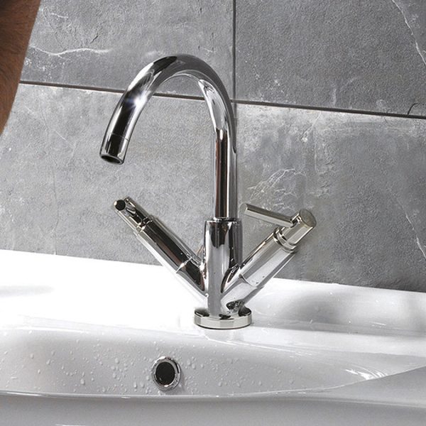 Hudson Reed Tec Lever Mono Basin Mixer Tap inc. Swivel Spout & Waste - Image 2