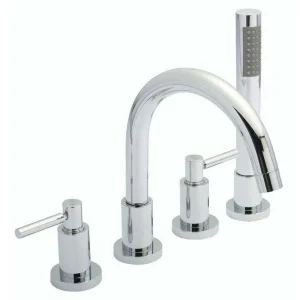 Hudson Reed   Tec Lever 4 Tap Hole Bath Mixer with swivel spout, shower kit & hose retainer