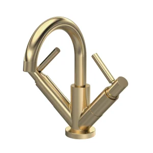 Hudson Reed Tec Lever Mono Basin Mixer Tap inc. Swivel Spout & Waste   Brushed Brass