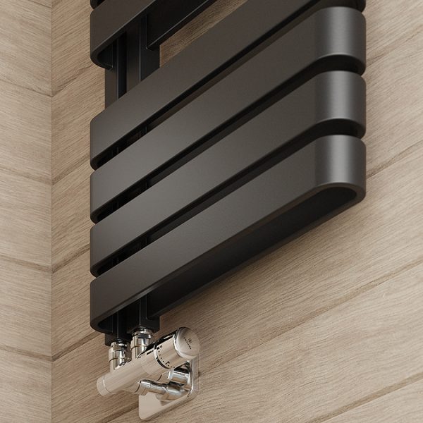 Terma Warp S Matt Black Heated Towel Rail 1110 x 500mm - Image 3