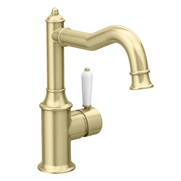 Trafalgar Traditional Mono Basin Mixer Tap   Brushed Brass - Image 2
